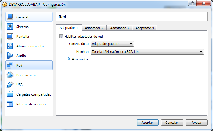 Asignacion de interfaz de red a la maquina virtual