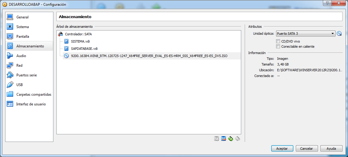 Disco Windows 2012 Server R2 montado en maquina virtual